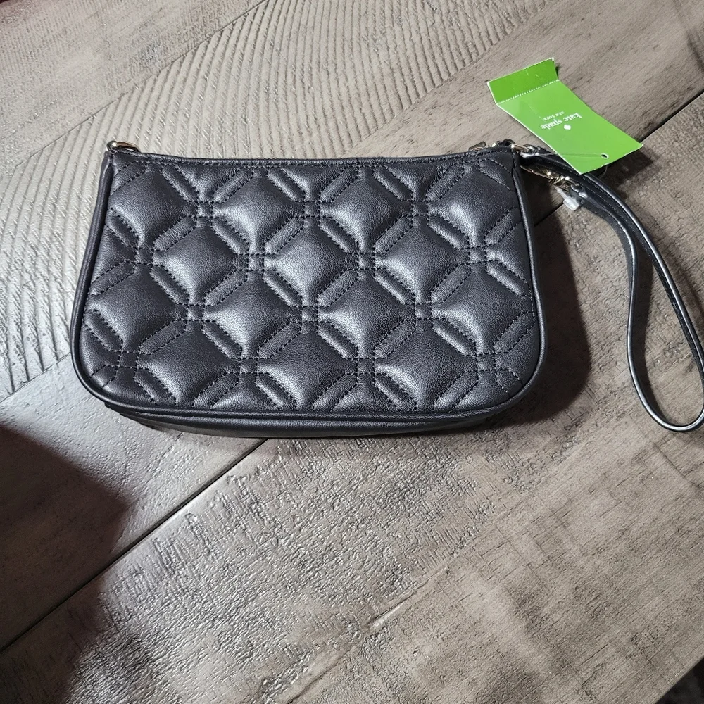 Kate Spade Astor Court Linet New York Black Quilted Quilted Leather NEW
